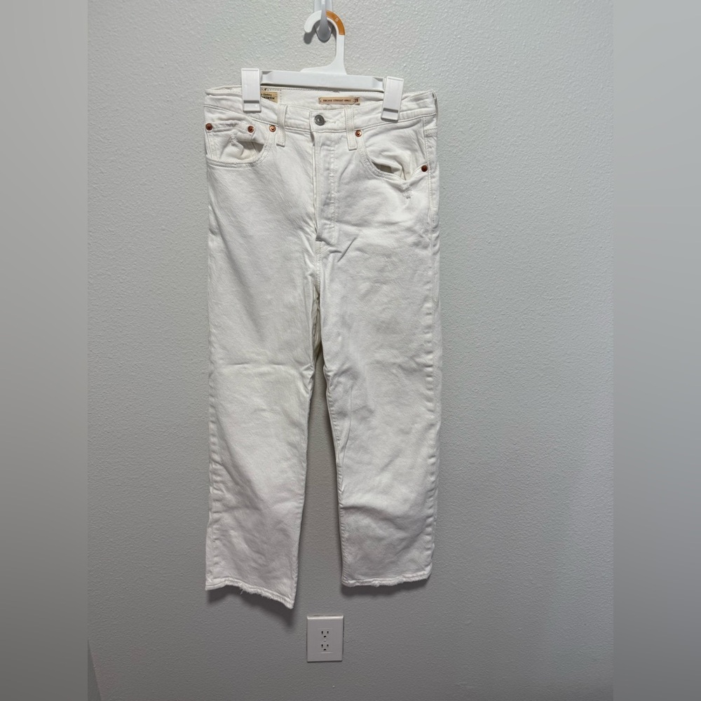 Levi's Women's White Ribcage Straight Ankle Jeans Size 28 - Picture 2 of 8